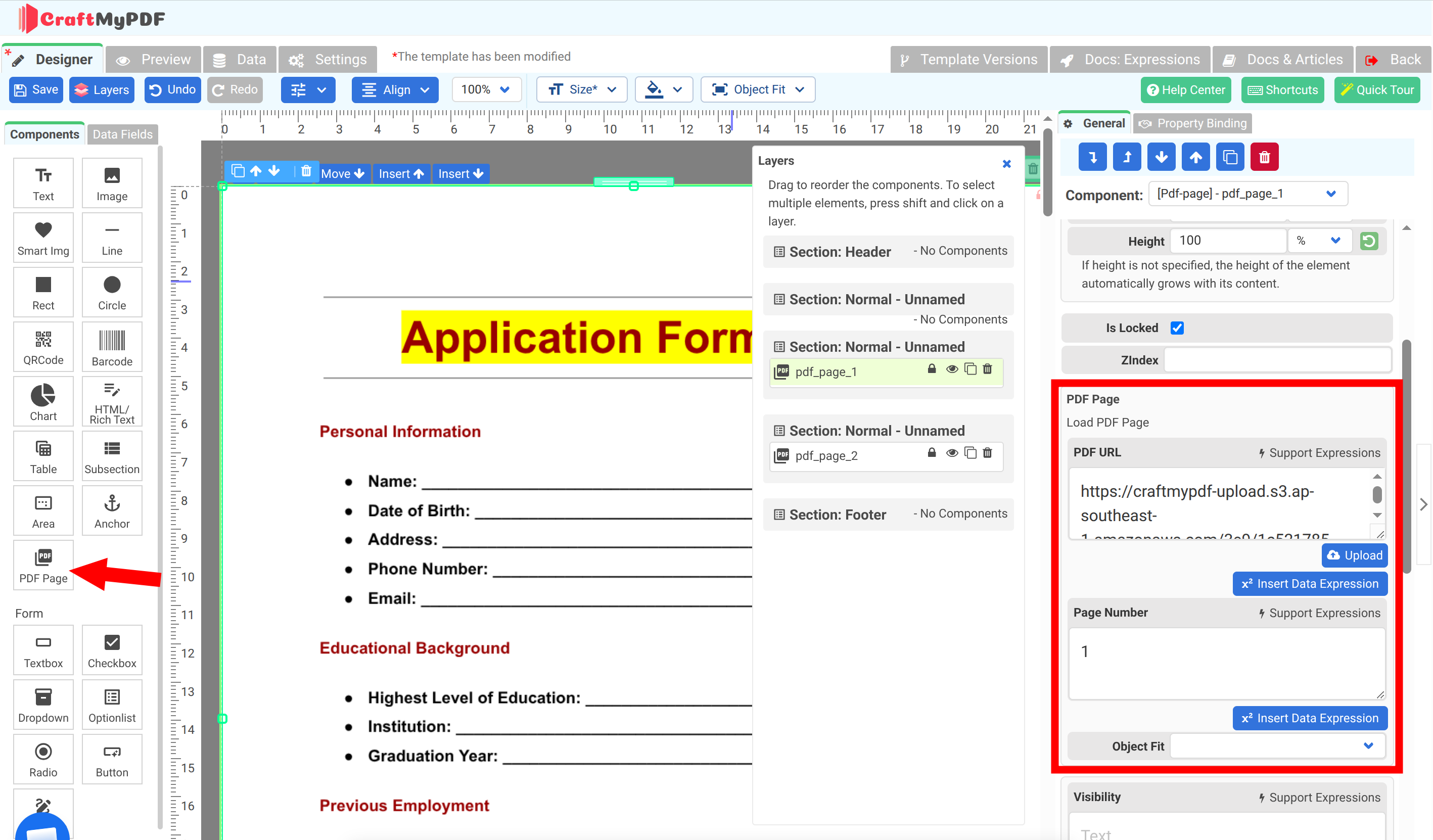PDF Page Component